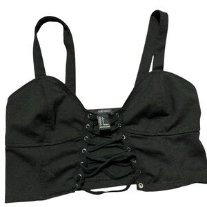 Forever 21 Black Lace-Up Crop Top
